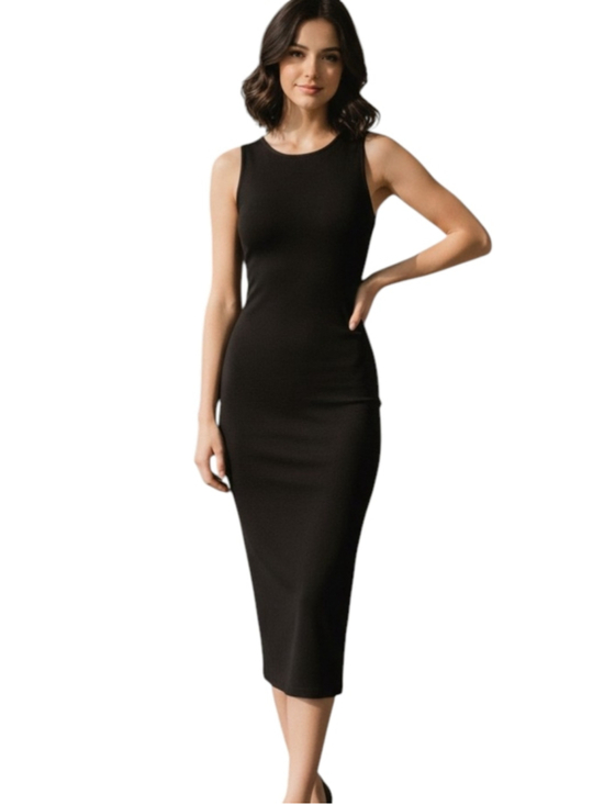 Marine Layer Dresses & Skirts - Marine Layer Black Ribbed Bodycon Midi Dress Small